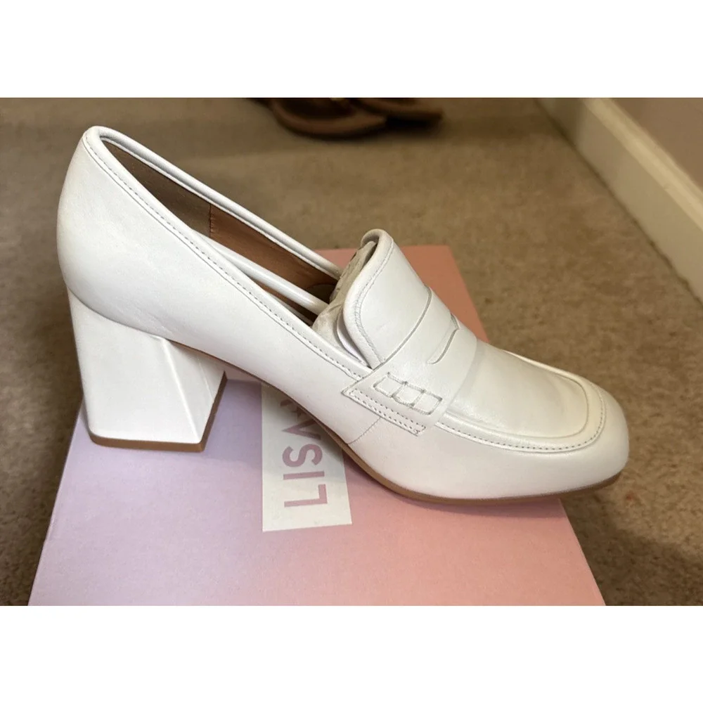 Lisa Vicky Moxie Heels Block White Sheep Nappy Size 8 New - Picture 6 of 9